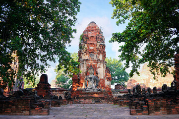 Buddha statue in Wat Mahathat temple, Ayutthaya, Thailand.