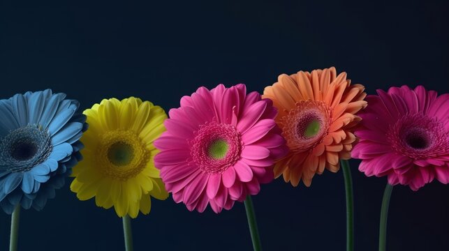 colorful gerber flowers HD 8K wallpaper Stock Photographic Image