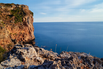 Sea cliffs and rocks on a coast. Beautiful seacape.