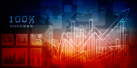 2d rendering Stock market online business concept. business Graph 