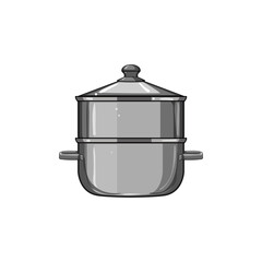 steel double boiler pan cartoon. cooking kitchen, pot cook steel double boiler pan sign. isolated symbol vector illustration