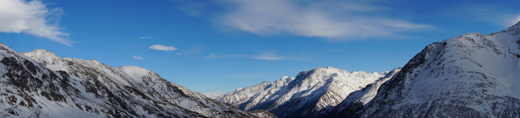 Panorama of the mountain peaks in the Caucasus