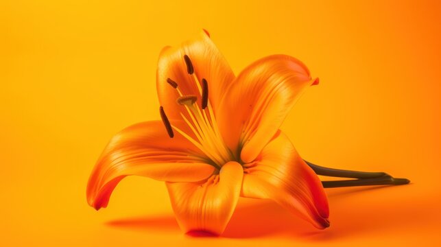 orange lily on a white background HD 8K wallpaper Stock Photographic Image