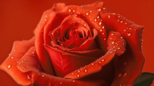 red rose with water drops HD 8K wallpaper Stock Photographic Image