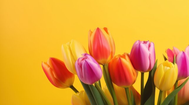 bouquet of yellow tulips HD 8K wallpaper Stock Photographic Image