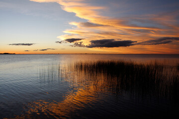 Fototapeta na wymiar Sunset at the Ibera lagoon, Corrientes province, Argentina