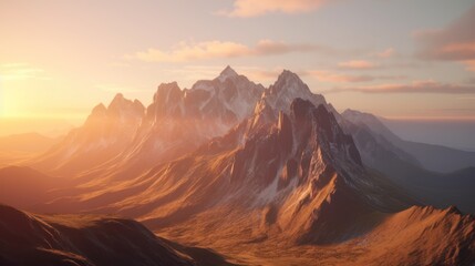 Naklejka premium sunrise in the mountains HD 8K wallpaper Stock Photographic Image