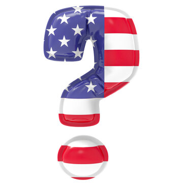 Balloon Symbol Number USA Flag Gold 3D Render