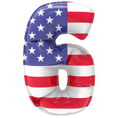Balloon 6 Number USA Flag Gold 3D Render