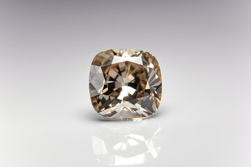 light brown cushion cut diamond white background ,diamond on white background