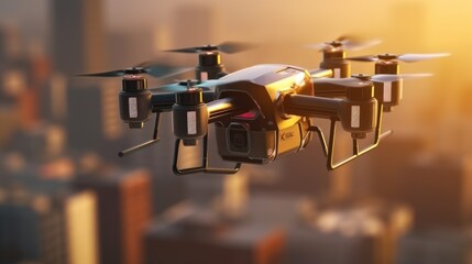 Cargo Drone Delivery Box Packages - Automated Logistics in Modern City.