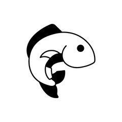 Fish jumping Glyph Vector Icon that can easily edit or modify

