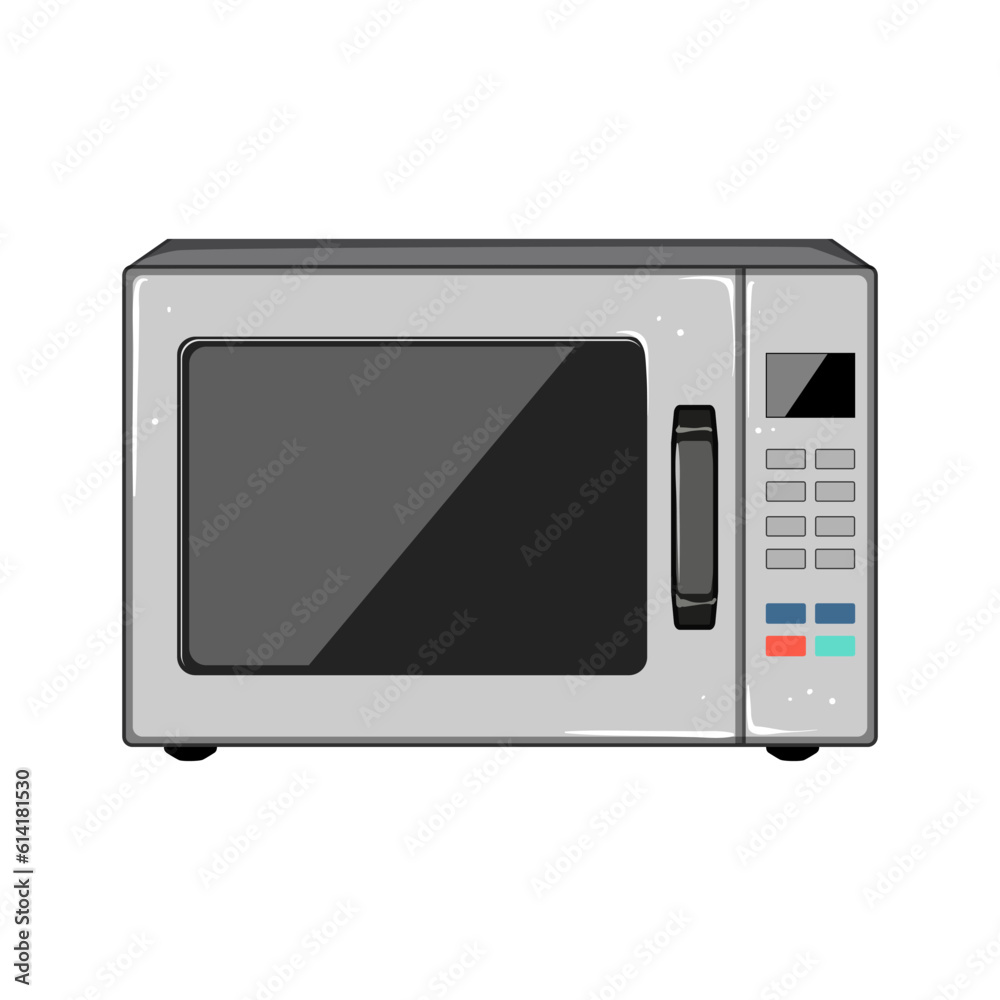 Sticker object microwave kitchen cartoon. oven food, cooking electric object microwave kitchen sign. isolate