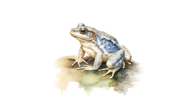 mazzyfrank Water colour painting of antique frog blue and beige HD Wallpaper