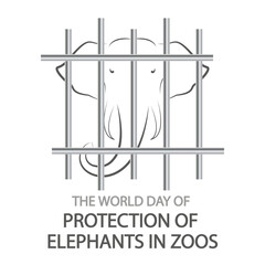 Elephants Protection in Zoos World Day, vector art illustration.