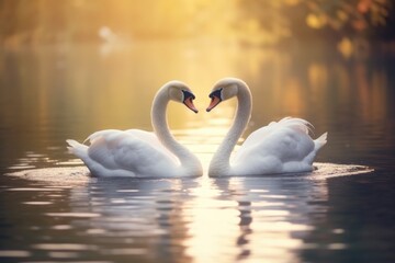 Obraz premium two swans in the lake, ai generative