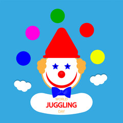 Juggling day world clown, vector art illustration.