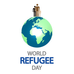 Refugee Day World people on the planet, vector art illustration.