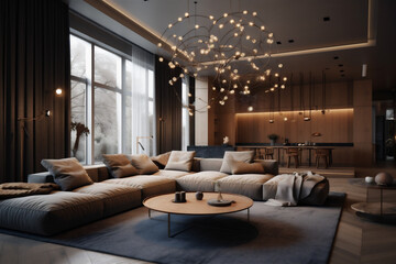 Naklejka na ściany i meble High quality design of the living room interior