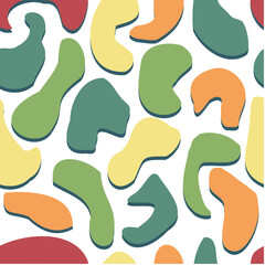 Organic shapes pattern. Abstract seamless repeat background. Hand drawn modern art. pink orange yellow Doodle graphic.