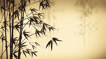 Obraz premium Chinese Zen bamboo silhouettes background