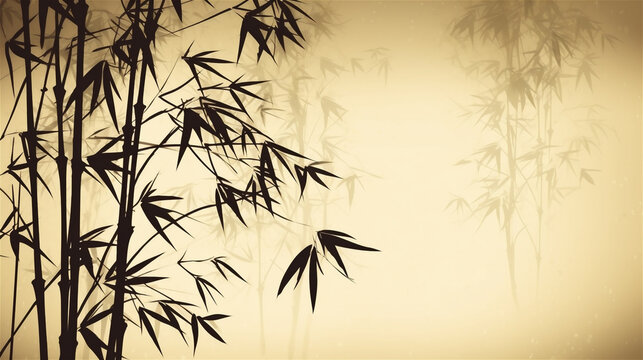 Chinese Zen bamboo silhouettes background