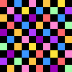 Vector seamless pattern with brightly colored and black squares. For print,packaging,wallpaper,scrapbooking,banner,kids design