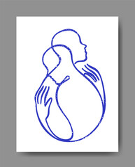 People embracing are drawn in one line