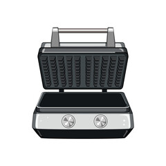 cooking waffle iron cartoon. kitchen dessert, belgian sweet cooking waffle iron sign. isolated symbol vector illustration