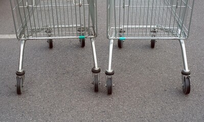A carts shopping stay in the car park.