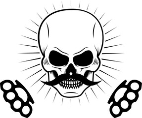 skull with a mustache vector illustration. Fight club logo