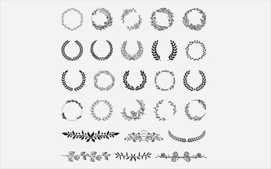 Wreath Vector Art, Icons, and Graphics for Free Download, Laurel Wreath Vector Set Stock Illustration 