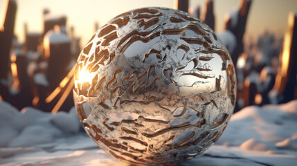 Captivating Closeup: Weather Sphere in Stunning 3D Vray Structure. Generative AI