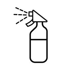 Cleaning water spray bottle outlined vector icon illustration isolated on square white background. Simple flat cartoon outlined drawing.