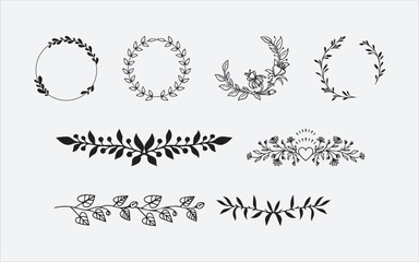 Wreath Vector Art, Icons, and Graphics for Free Download, Laurel Wreath Vector Set Stock Illustration 