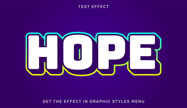 Hope editable text effect in 3d style. Text emblem for brand or business logo