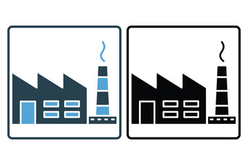 Obraz premium Factory production icon. icon related to building, heavy and power Industry. Solid icon style. Simple vector design editable