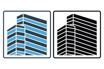 Icon of high-rise office building. icon related to building, construction, workplace. Solid icon style. Simple vector design editable