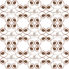 Vector seamless pattern of coffee beans on a transparent layer for packaging, advertising, etc.