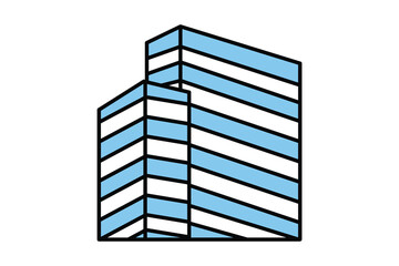 Icon of high-rise office building. icon related to building, construction, workplace. Flat line icon style. Simple vector design editable