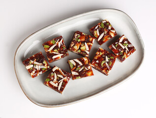 Indian dry fruits barfi, burfee or barfi