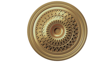 circle luxury golden ornament isolated on white background, PNG cut out