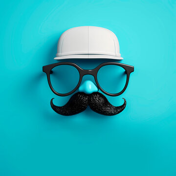 Bigode, &oacute;culos e chapeu masculino dia dos pais