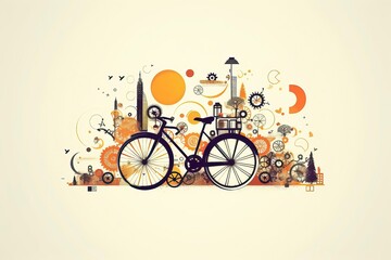 Fototapeta na wymiar Cycle illustration. Transportation illustration. Generative AI 