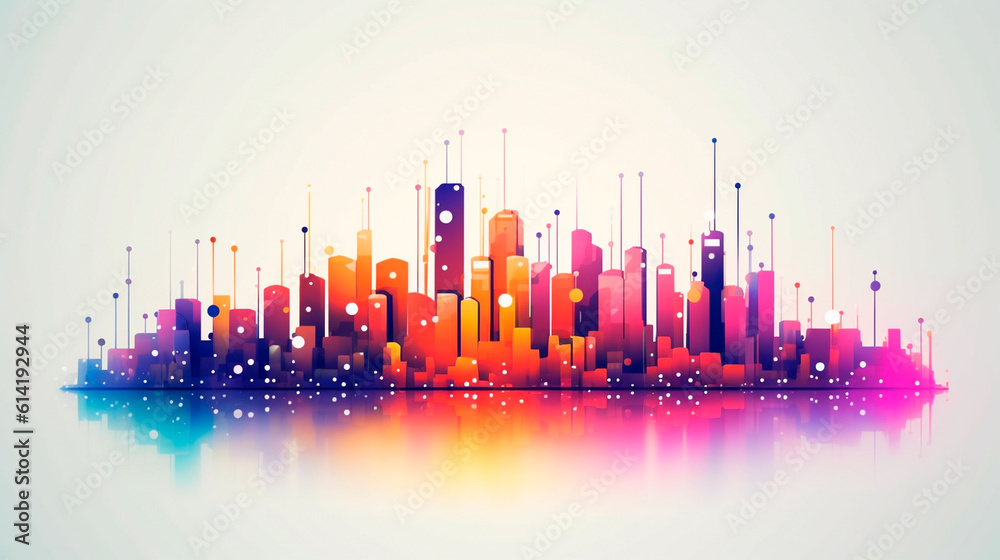 Canvas Prints smart city and abstract dot point connect with gradient line. generative ai