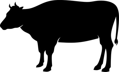 Cattle icon vector illustration. Silhouette cow icon for livestock, food, animal and eid al adha event. Graphic resource for qurban design in islam and muslim culture