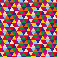 Fototapeta premium Multicolor triangle mosaic pattern. Seamless colorful mosaic texture for gift wrapping paper, packing, backgrounds.