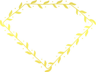 Obraz premium Diamond Frame gold wreath golden frame flowers leaf laurel floral leaves border botanical branches photo frame decoration wedding anniversary birthday new year Christmas valentine winner award 