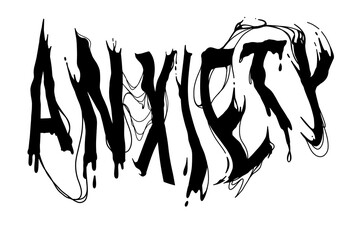 Fototapeta premium anxiety typography disorder illustration cool design hand draw black ink tattoo anti social 
