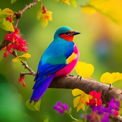 A colorful bird on a branch
